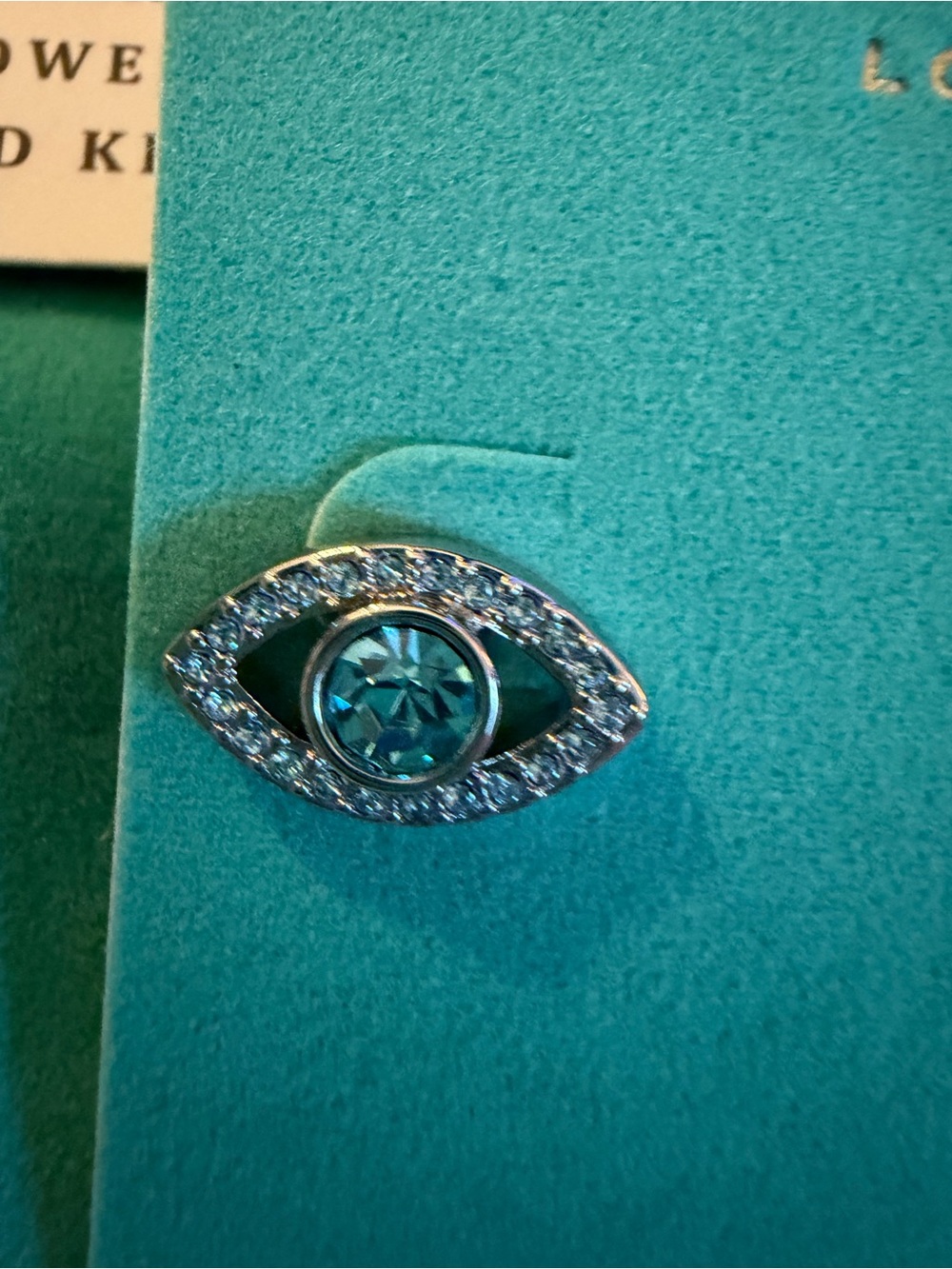 Kurt Geiger Teal Crystal Eye Stud Earrings - Picture 2 of 4